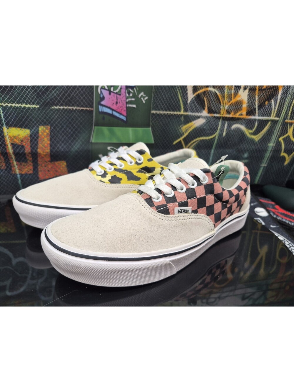 Vans Comfycush Era Mixed Media Multi White Suede Cheetah Leo Men 8.5M womens 10W